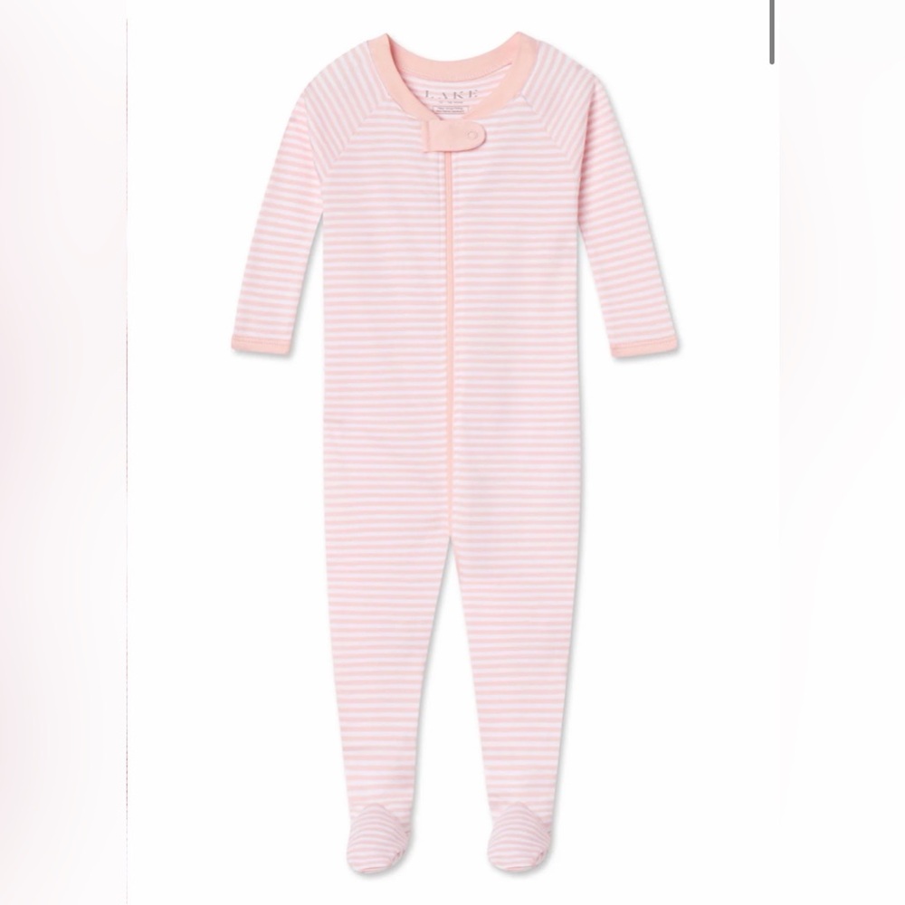 Pink Striped baby footie